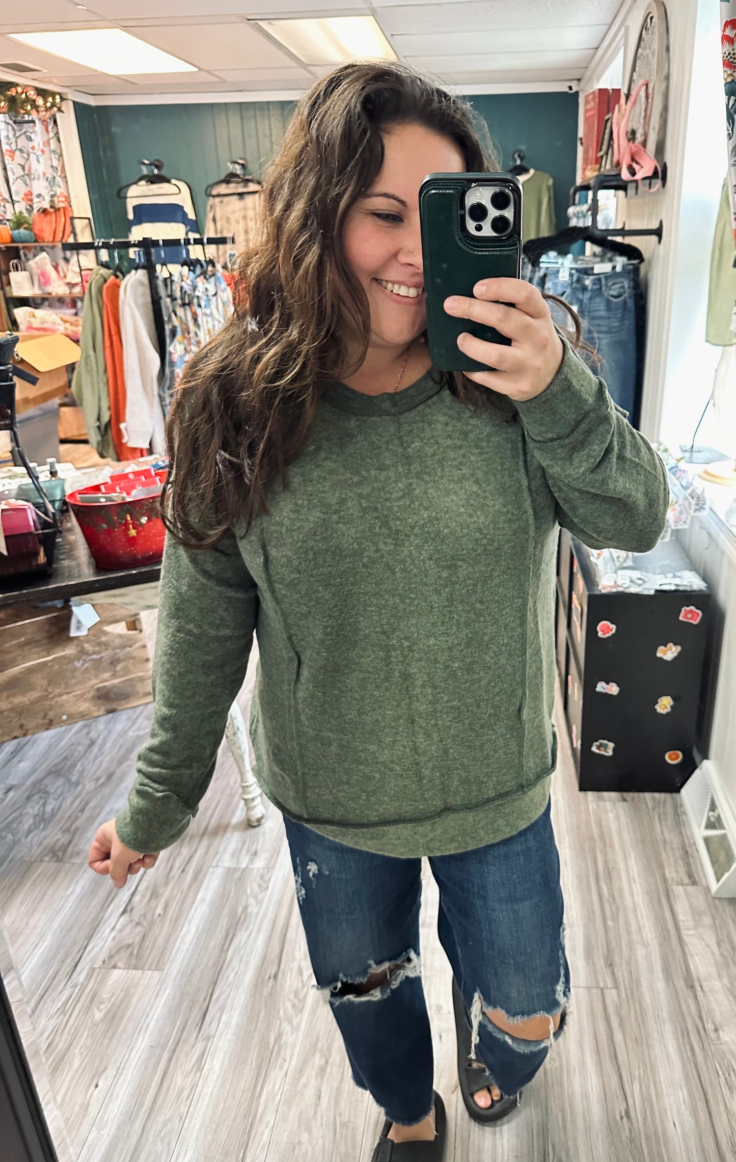 Brushed hacci seam sweater (2 colors)