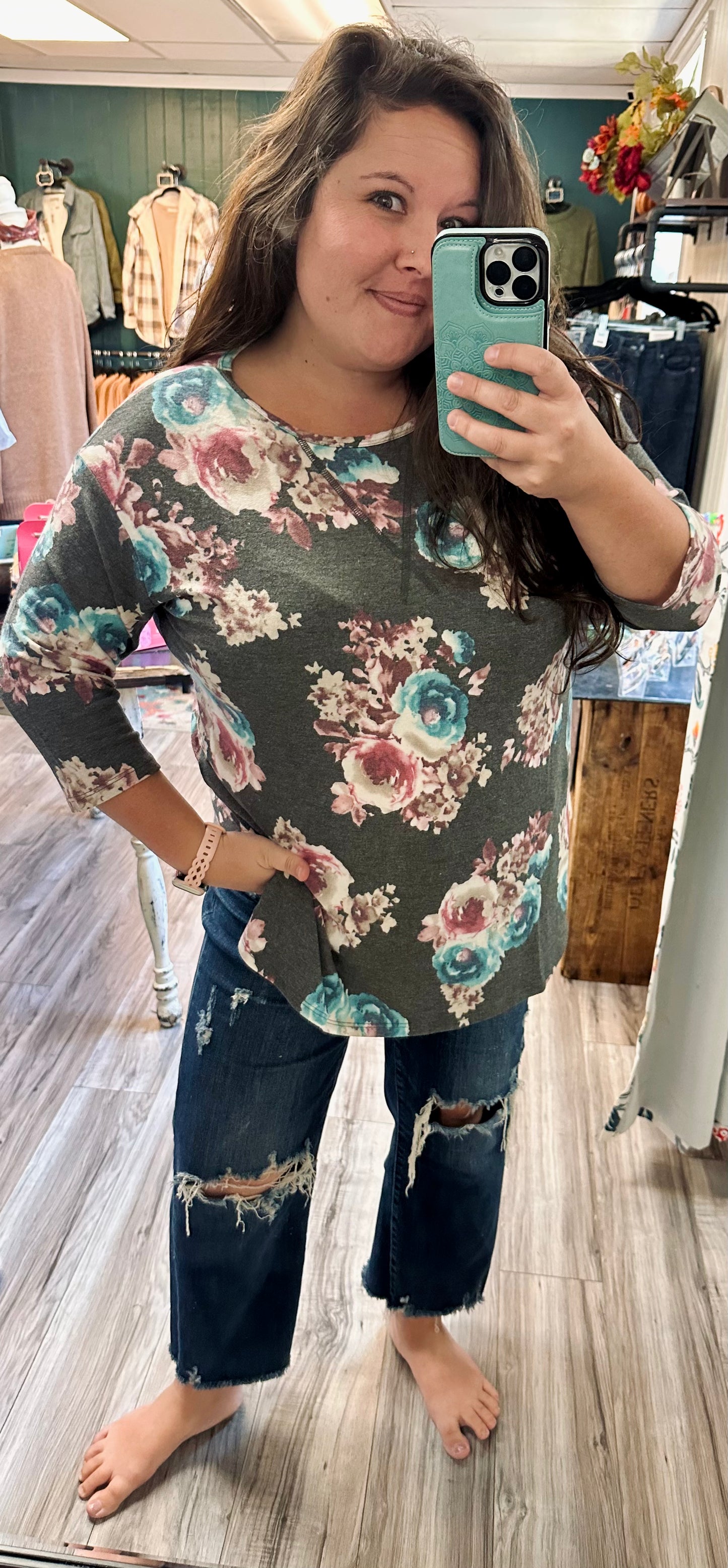 Dear Scarlett floral 3/4 French Terry