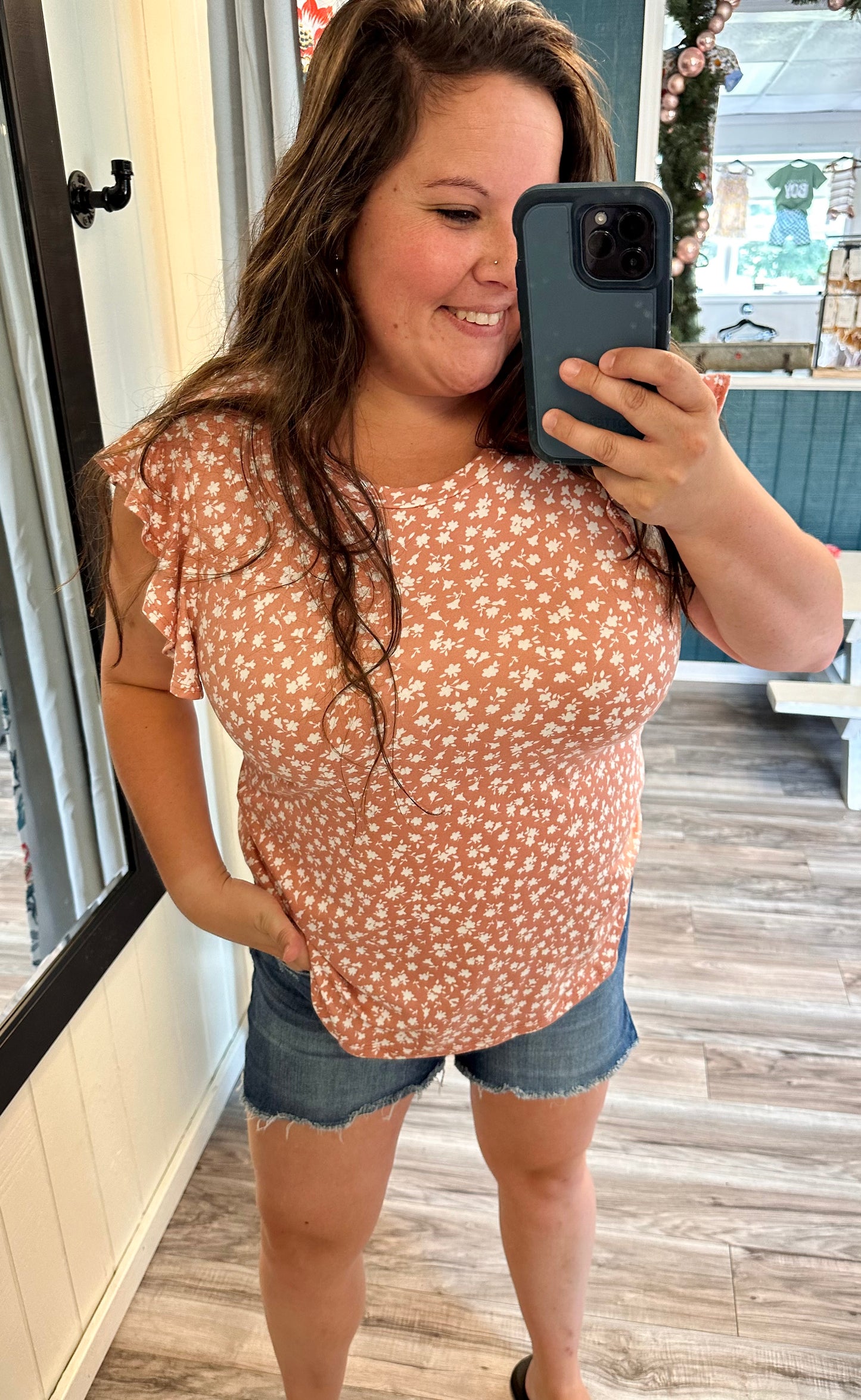 Favorite floral flutter sleeve top