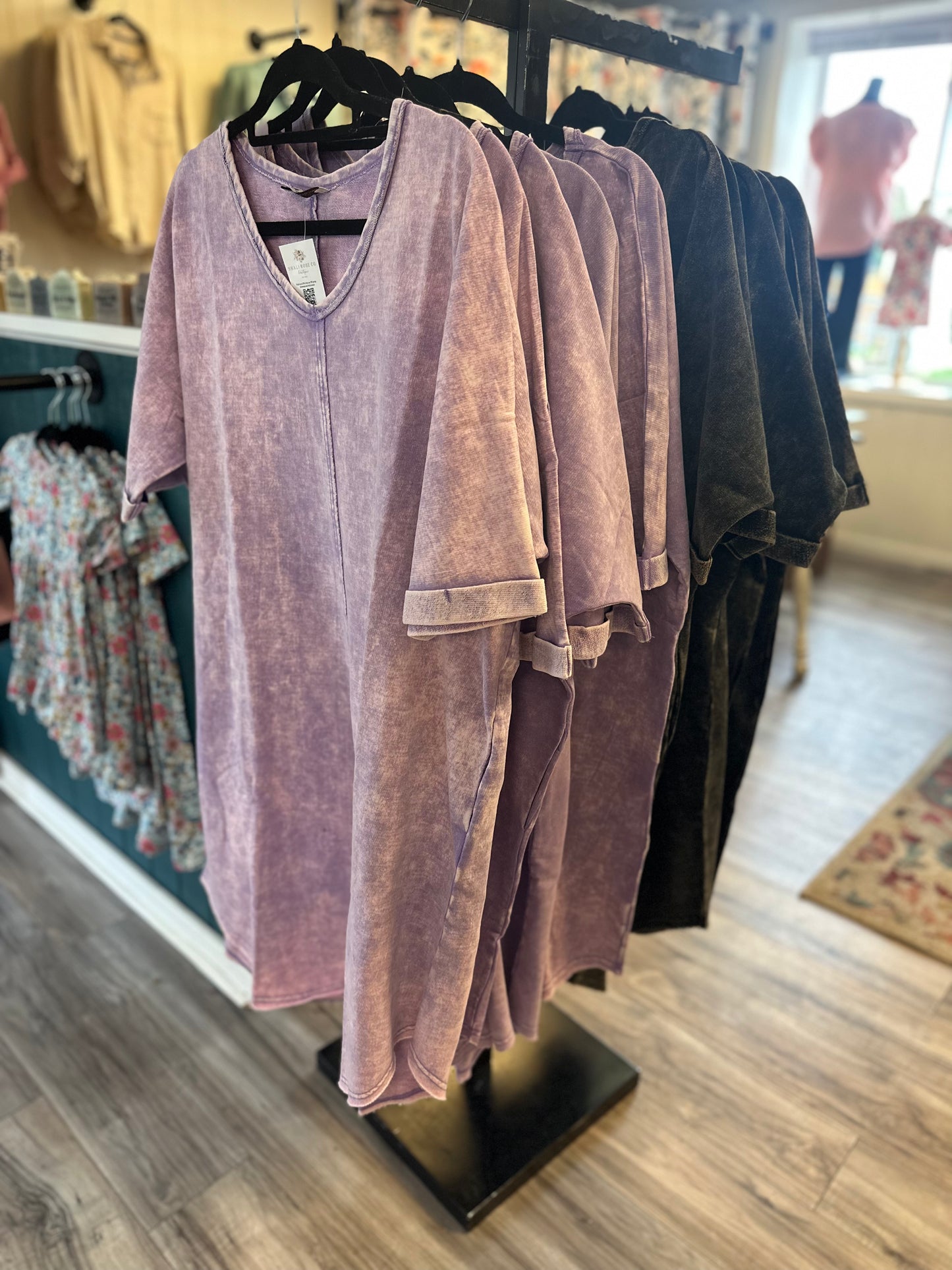 Acid wash french terry T-shirt dress