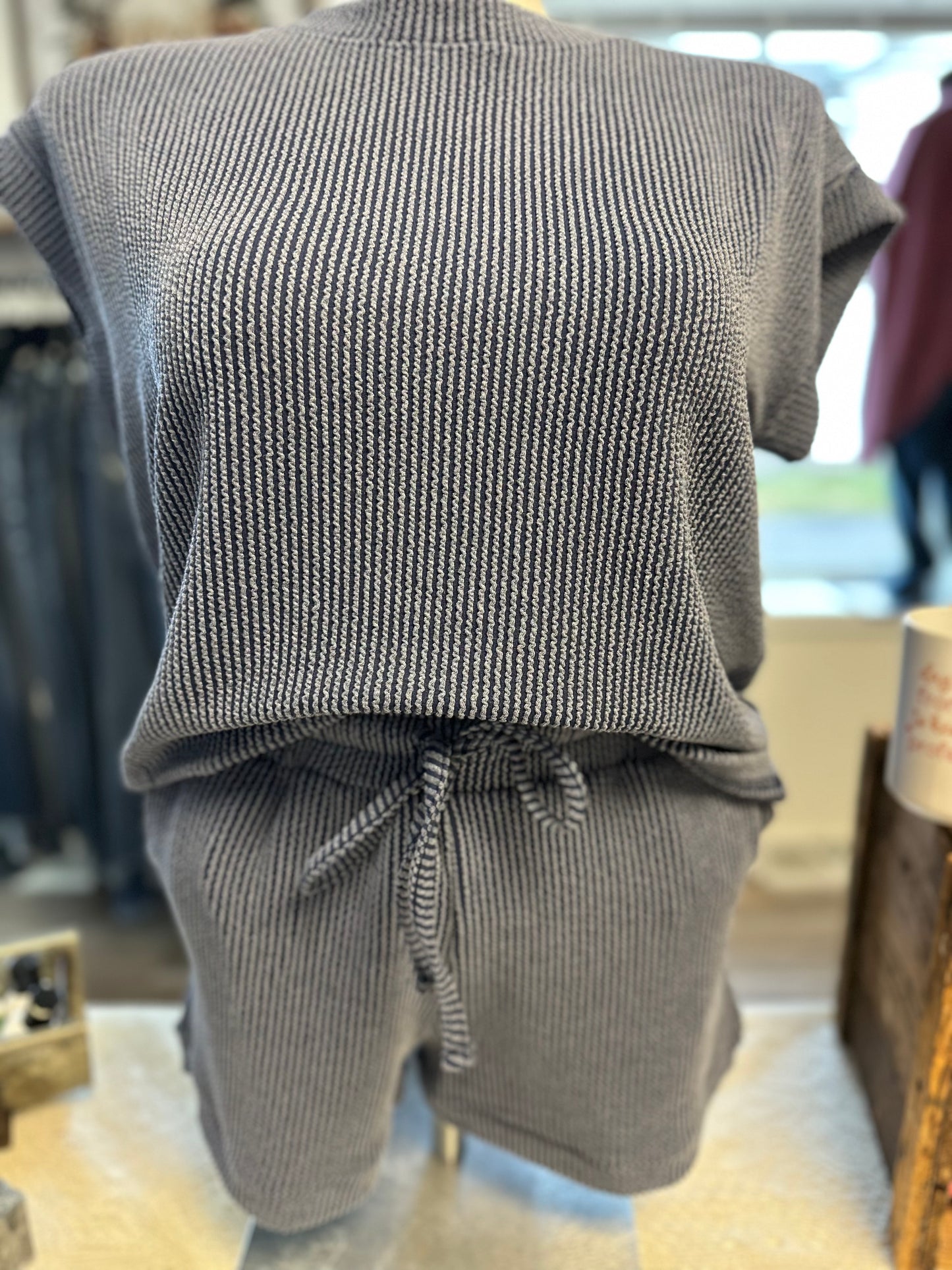 Navy way of life ribbed set