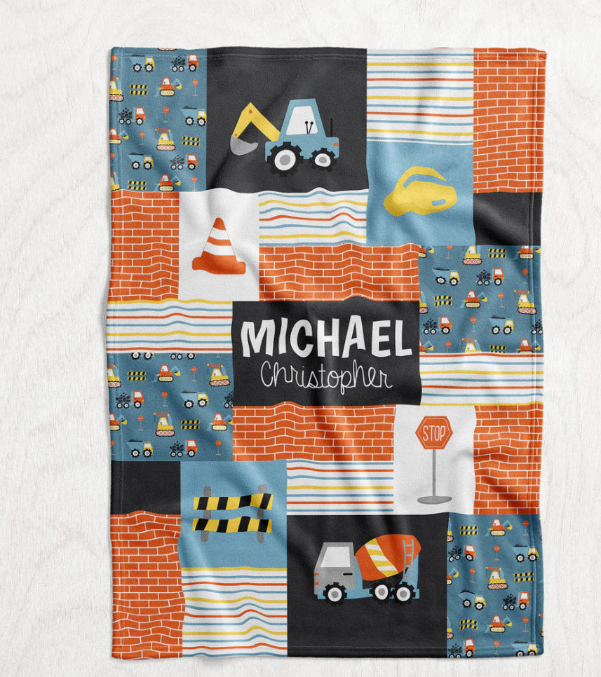 PREORDER - Construction Blanket • Boy & Girl (50x60)