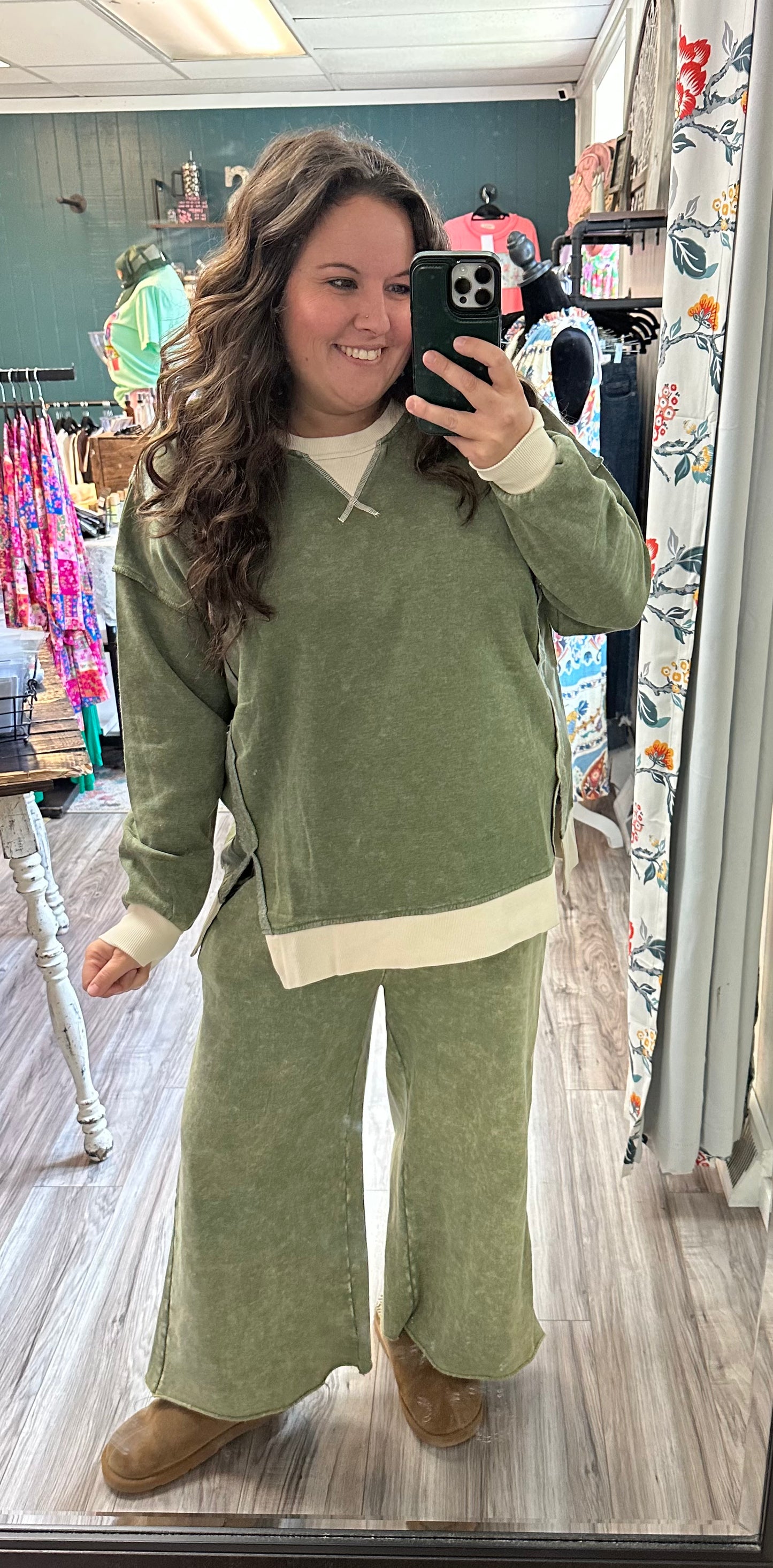 Acid wash trim oversized crewneck