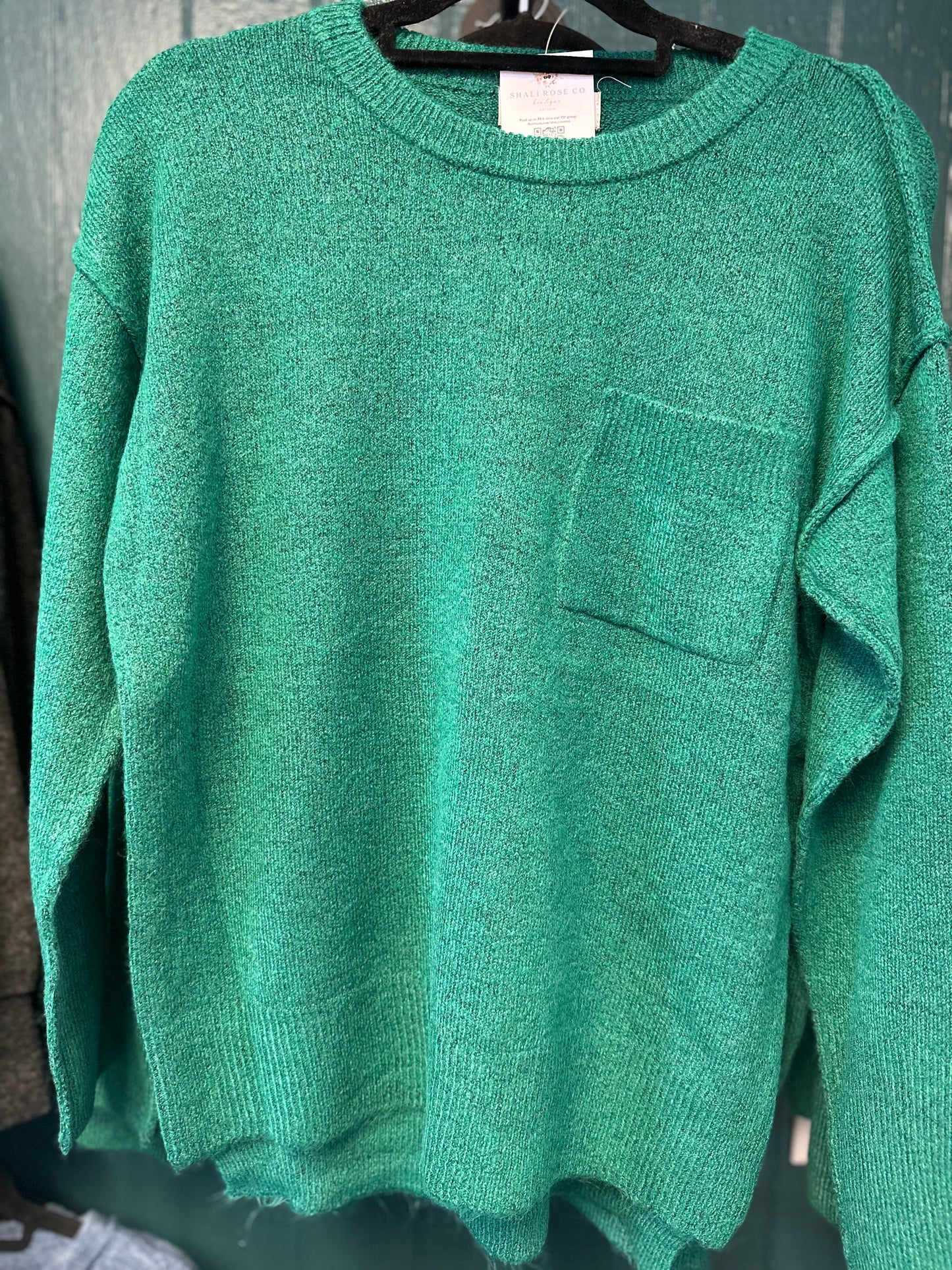 Pine knit pocket sweater