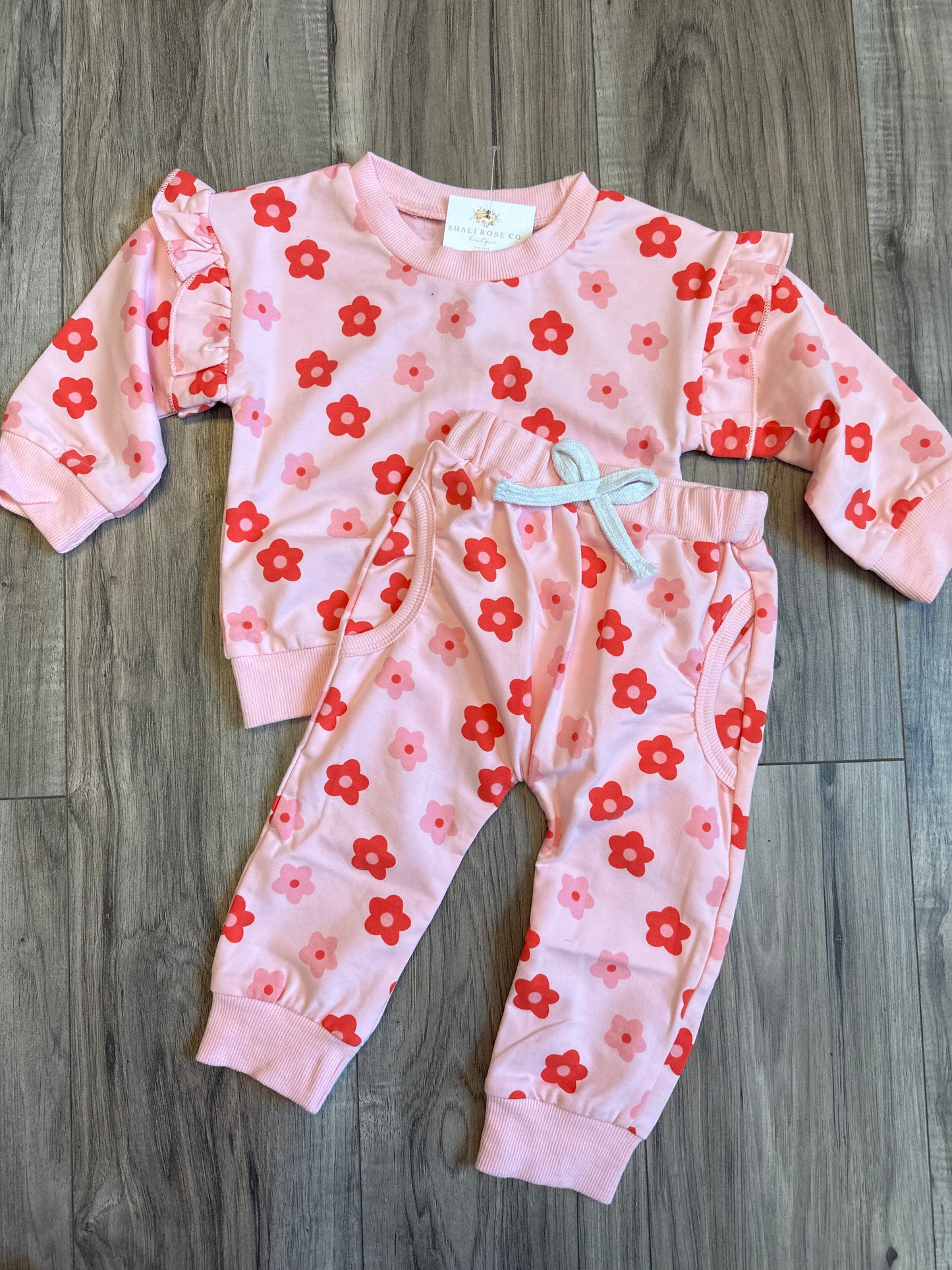 Pink floral sweat set