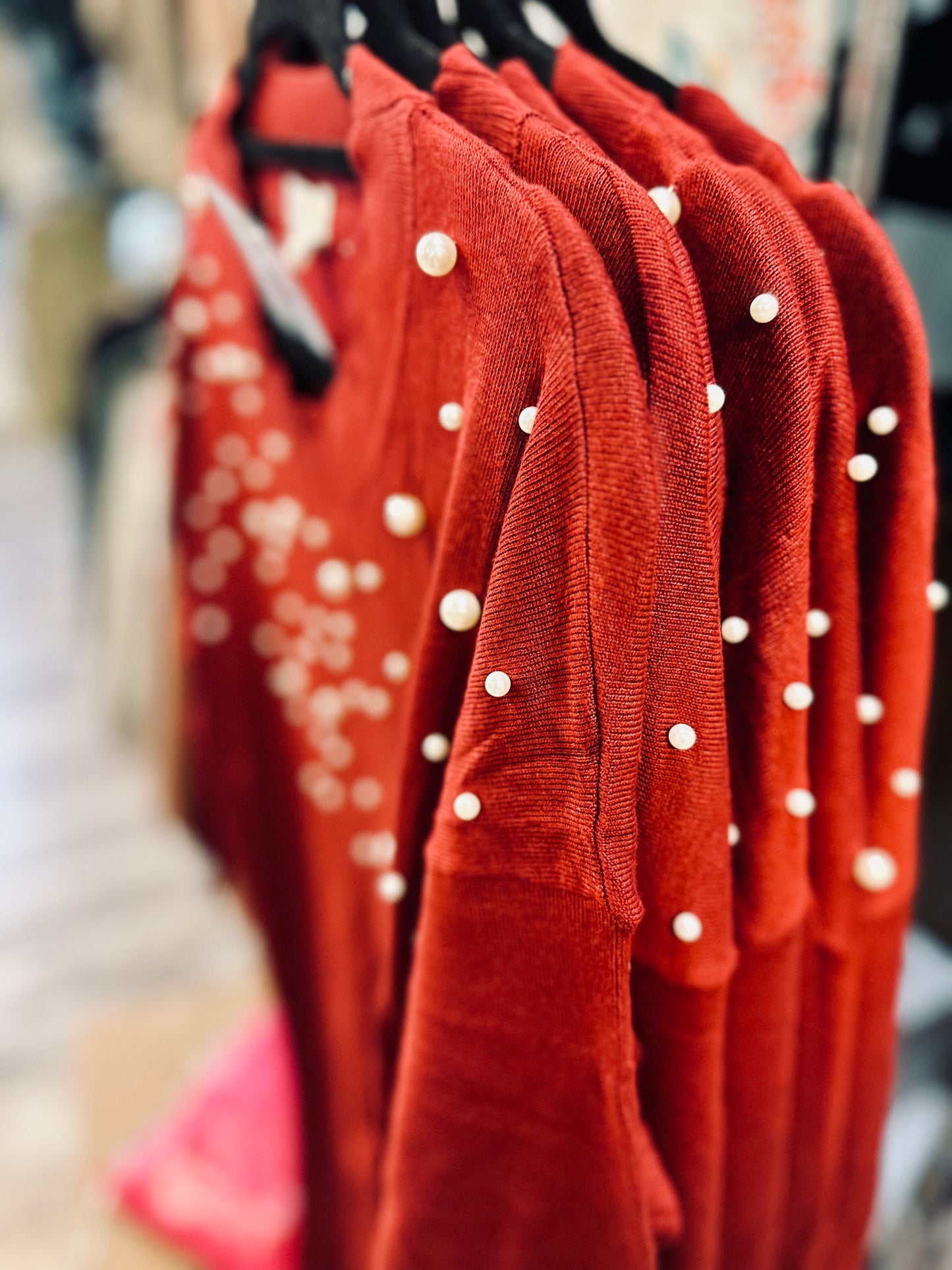 Pearl round neck sweater dress