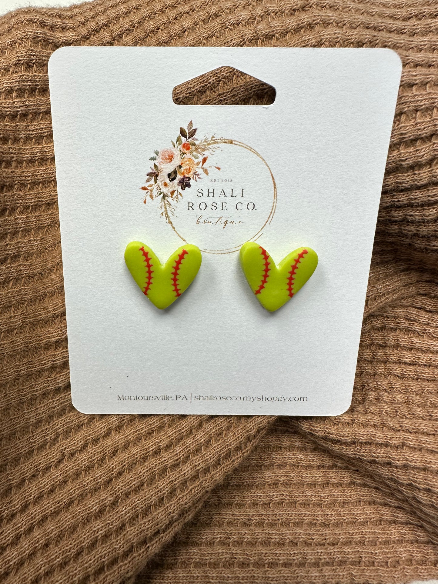 Softball heart studs