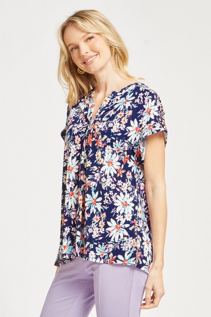 Navy floral top