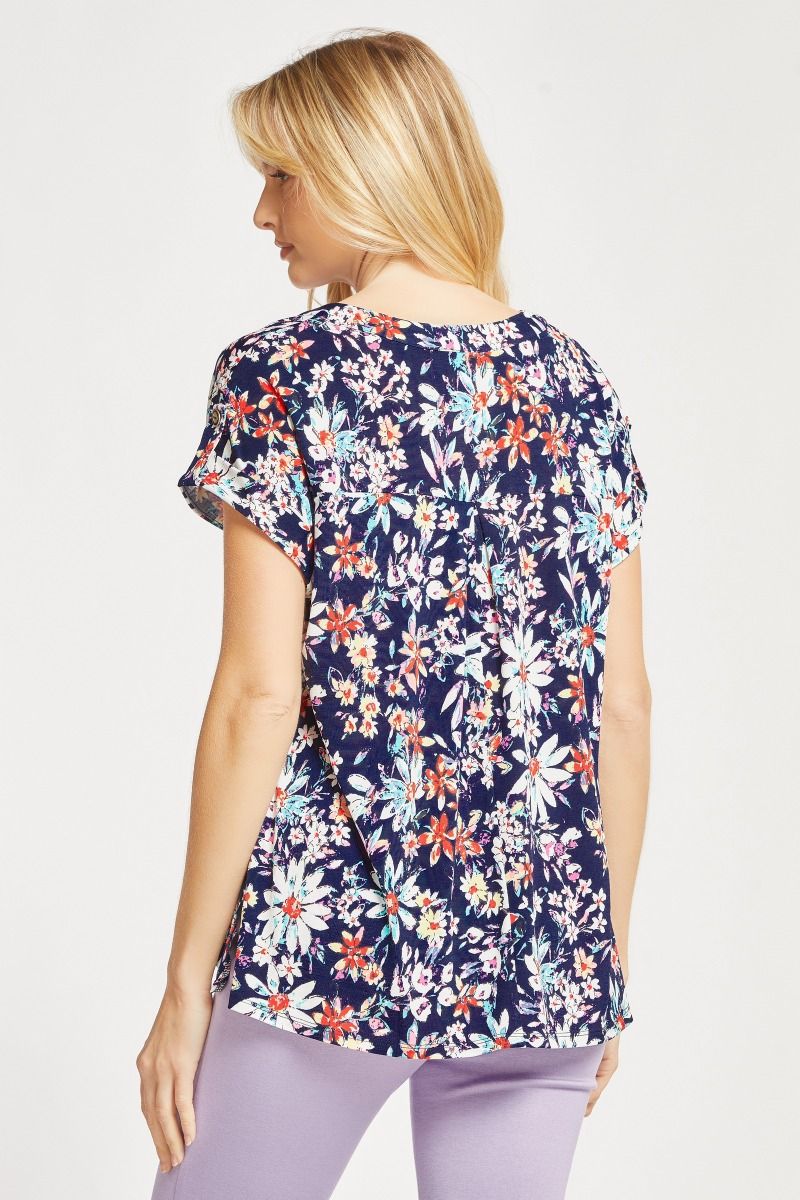 Navy floral top