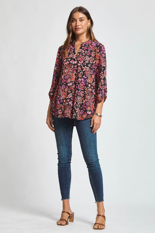 Lizzy DS black floral top