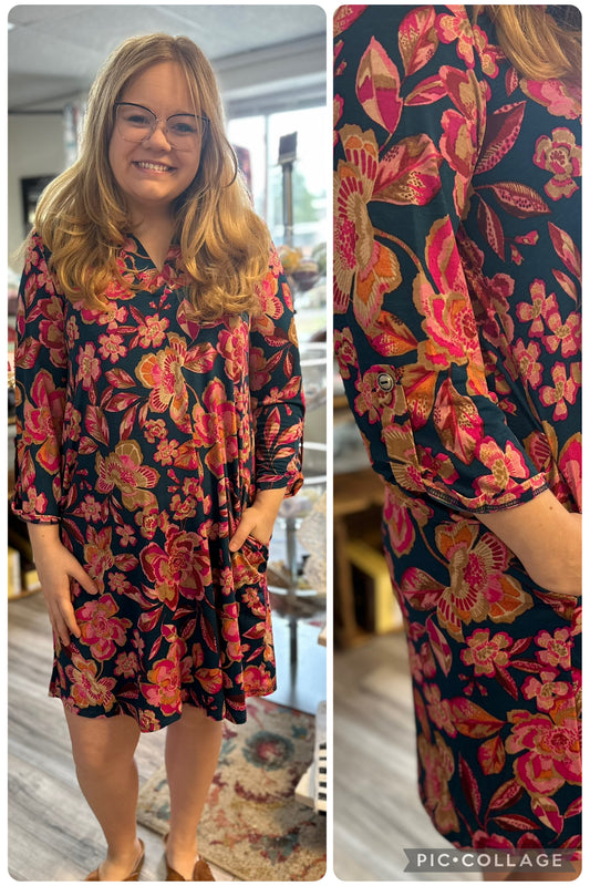 Scarlett navy floral DS dress