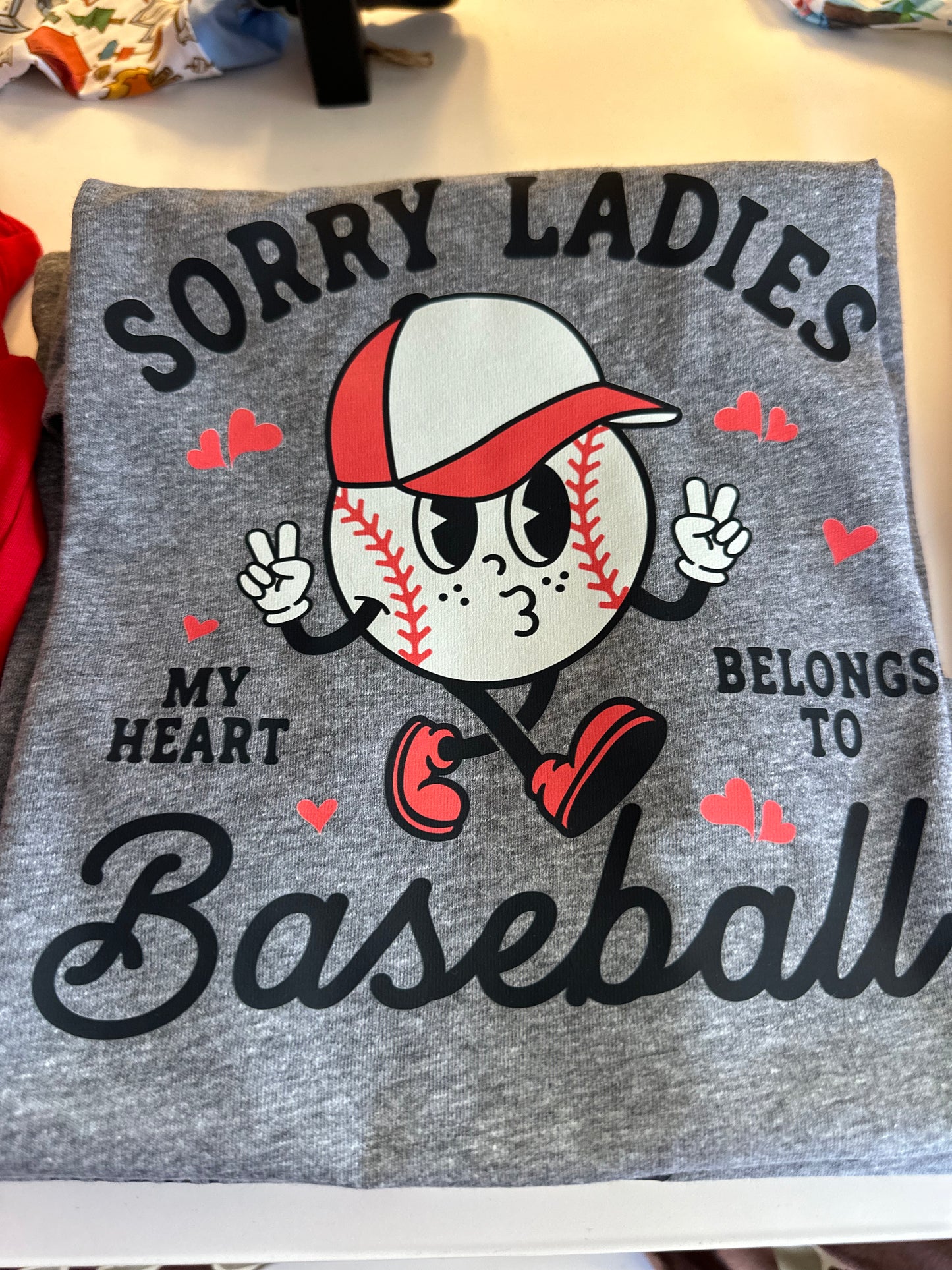 Heart belongs to baseball tee