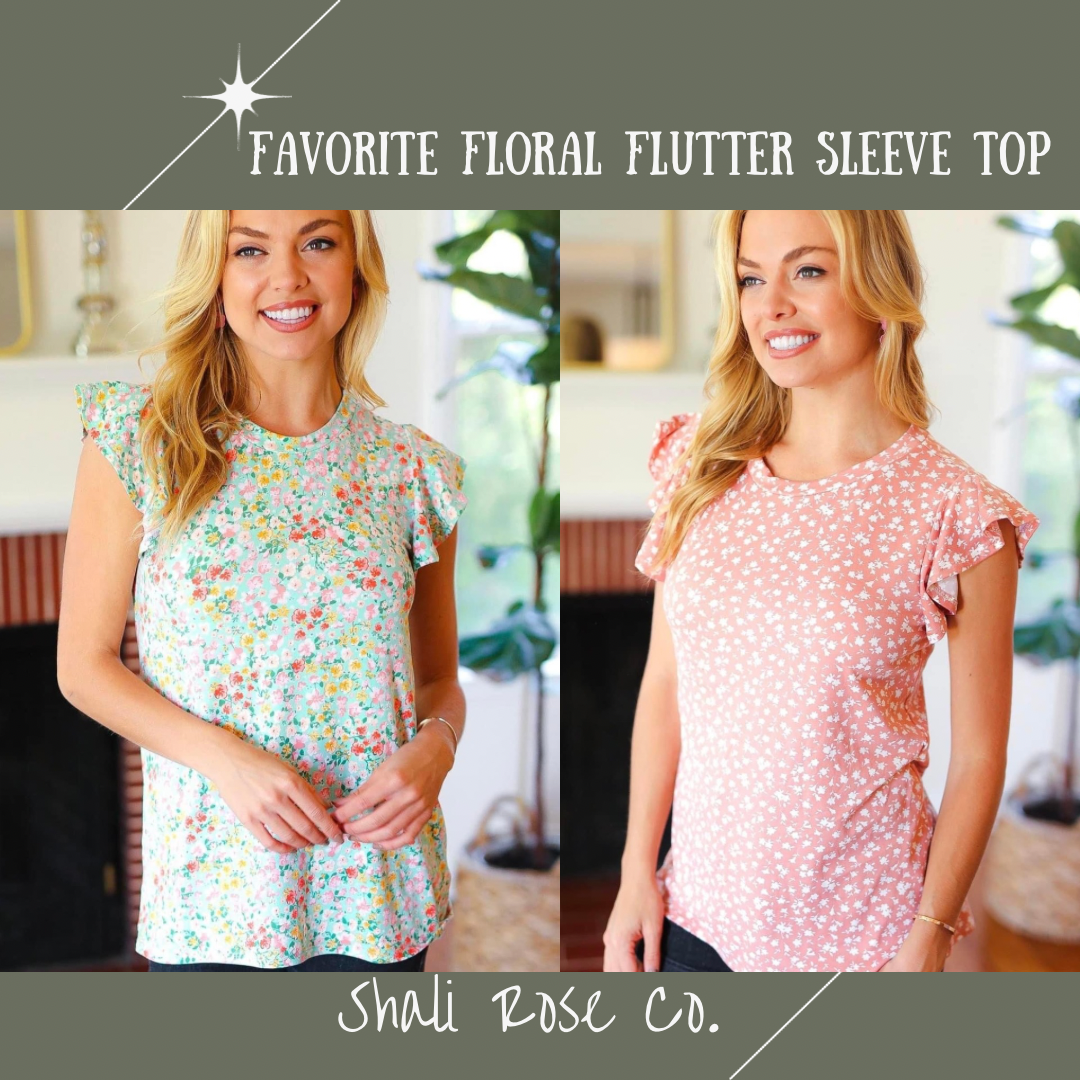 Favorite floral flutter sleeve top