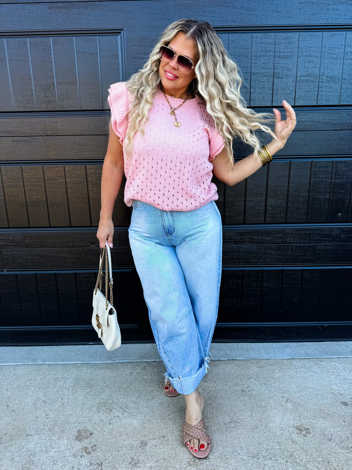 Casey ruffle sleeve sweater