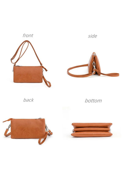 Vegan leather 3-1 crossbody clutch